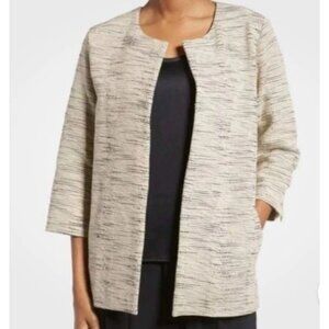 Eileen Fisher Women's Large Handloomed Cotton Furrows Jacket Blazer Boxy Cream